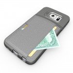 Wholesale Samsung Galaxy S6 Credit Card Fiber Hybrid Case (Gray)